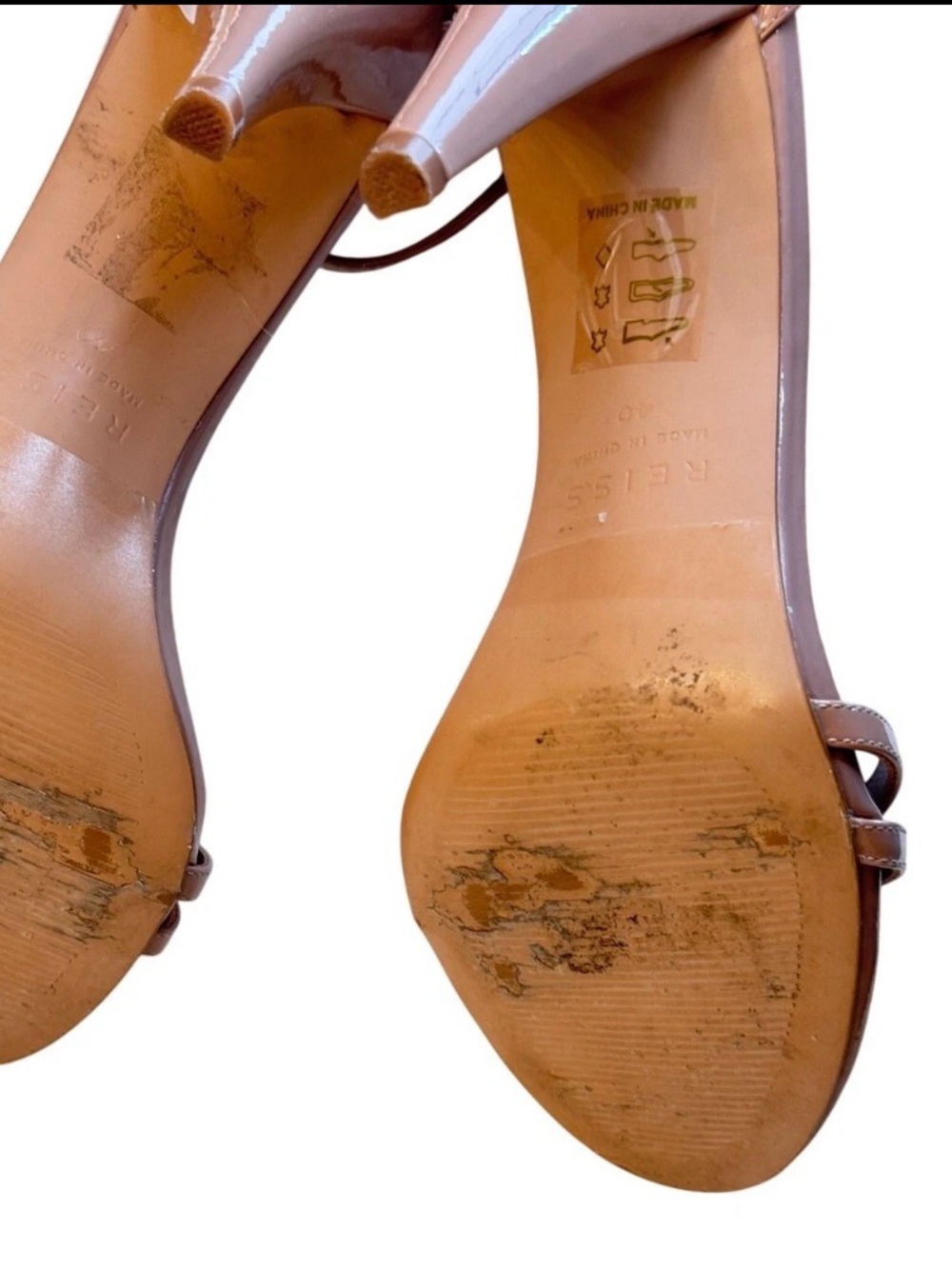 Reiss Patent Leather Strappy Heeled Sandals in Brown Sz 40 US 9.5 - Picture 10 of 11